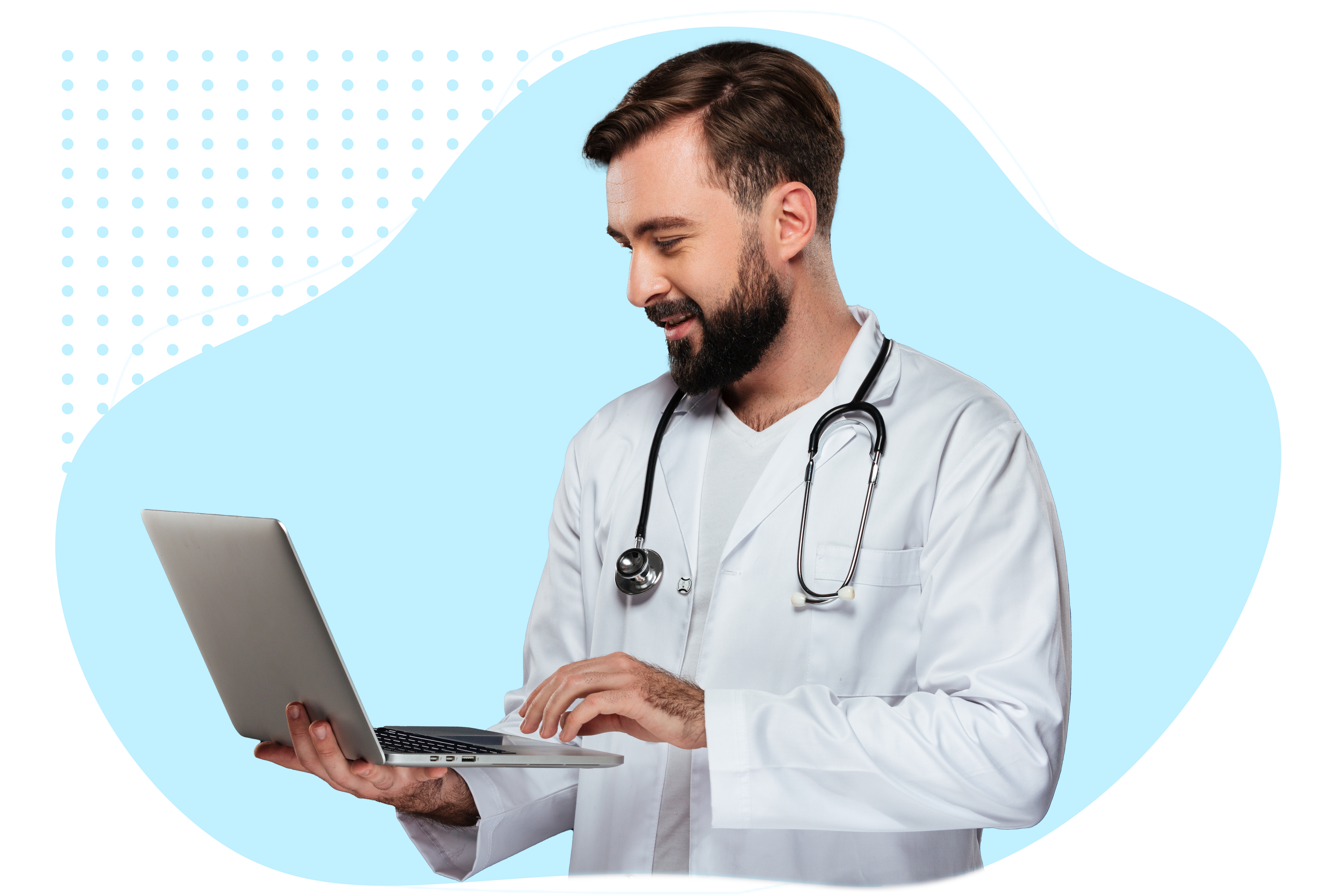 Doctor analyzing data on a tablet
